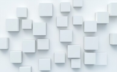 Poster - A modern and clean design background featuring an abstract geometric white pattern with cubes.