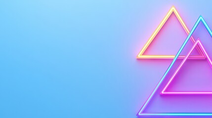 Poster - A dark blue abstract background featuring bright pink and blue geometric shapes with luminous lines.