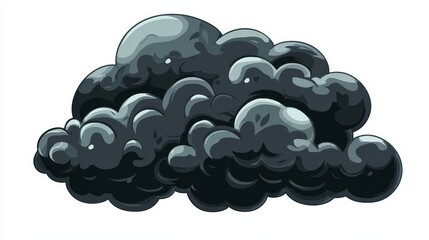 A black cloud of smoke on a white background