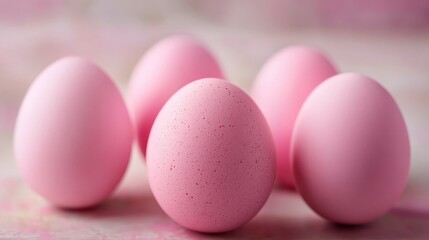 Wall Mural - A group of pink eggs sitting on top of a table