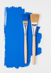 Poster - A blue gradient watercolor backdrop with a painted texture and a drawing in gradient hues.