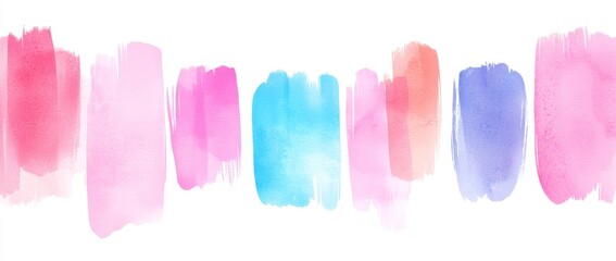 Poster - A blue, white, pink, and purple watercolor painting with a cloudy, distressed texture and marbled grunge, enhanced by soft fog and pastel colors.