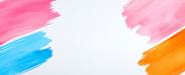 Poster - A background featuring pink and orange hues, a white center, and a watercolor-painted texture on the border, creating an elegant soft gradient grunge design.