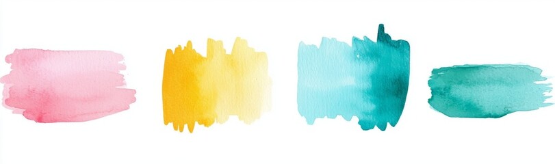 Poster - A watercolor background featuring a rainbow of blue, green, pink, orange, red, and yellow hues, depicting a colorful painting of sunset or sunrise clouds, with a gradient abstract watercolor