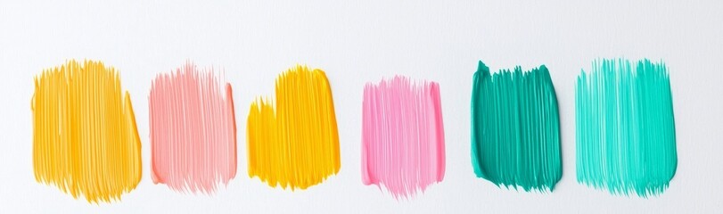 Poster - An abstract watercolor illustration showing a gradient of blue, green, pink, orange, red, and yellow rainbow colors in a painting of sunset or sunrise clouds, without any people.