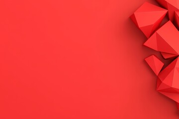 Poster - A modern geometric design with a red triangle background, layered with abstract light and dark red hues, forming a stylish artistic background.