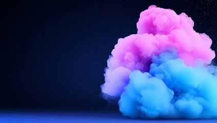 Poster - A vibrant gradient background transitioning from blue to purple to black, accented with bright light and a glowing effect, set against a transparent background with a grainy, grungy texture and empty