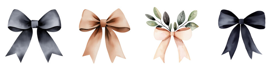 Wall Mural - Modern Christmas bows in minimalist style, perfect for festive decor, isolated on transparent background.