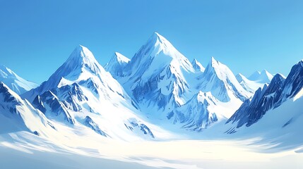 Wall Mural - Majestic snow-capped mountain range under a clear blue sky.