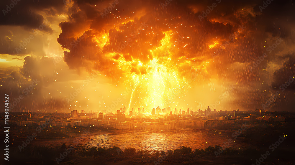 Stock-Illustration „God punishes sodom and gomorrah by raining sulfur ...