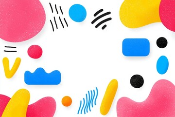 Poster - An abstract background bursting with various shapes and colors, using a fashionable Risograph effect on the bottom layer.
