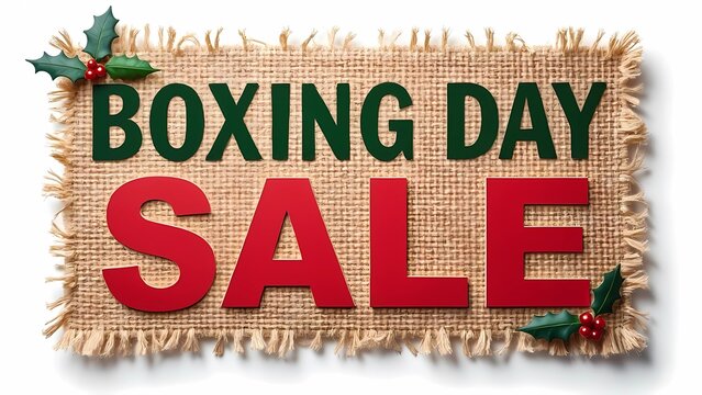 Boxing Day sale sign displayed prominently on a clean white background, inviting shoppers to take advantage of discounts, generative ai