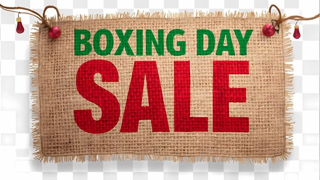 A vibrant Boxing Day sale sign against a white backdrop, signaling great deals and promotions for eager shoppers, generative ai