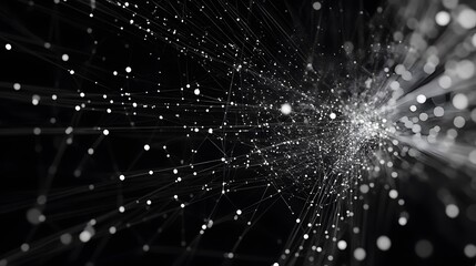 Connected dots and lines Concept of AI technology Digital data flow in motion Communication and technology network concept Picture rendered using 3D software