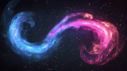 Wall Mural - colorful twirling light trail effect with vibrant blue and pink swirls on transparent background, jp
