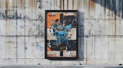 Wall Mural - Urban street art sticker mockup framed within wrinkled poster on textured wall