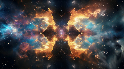 Wall Mural - light speed hyperspace warp tunnel with stars and nebulae in a cosmic abstract design -