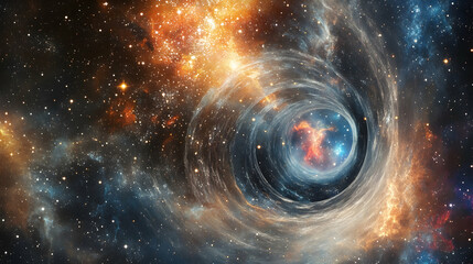 Wall Mural - light speed hyperspace warp tunnel with stars and nebulae in a cosmic abstract design -