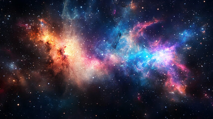 Wall Mural - light speed hyperspace warp tunnel with stars and nebulae in a cosmic abstract design -