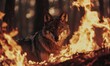 © Vergiliy - Wolf amidst flames, fierce gaze, forest fire background, intense atmosphere, survival instinct, wild nature, dramatic lighting