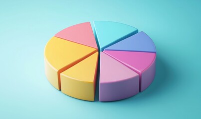 Poster - Colorful pie chart representation, segments in yellow, pink, blue, purple, teal, showcasing data visualization, modern design