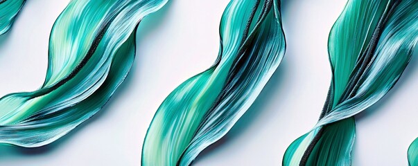 Aufkleber - Abstract teal and white flowing shapes create a soothing and modern design suitable for backgrounds, wallpapers, and artistic projects