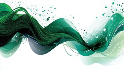 Poster - Abstract fluid wave design in green hues illustrating motion, energy, and creativity with soft curves and dynamic shapes for artistic backgrounds