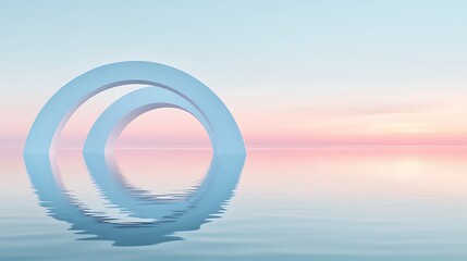 Wall Mural - Pastel Arches Reflecting in Calm Water at Sunset