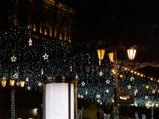 Wall Mural - Christmas illumination in Yerevan in winter night