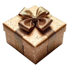 Wall Mural - png cut out golden gift box with golden ribbon isolated on empty transparent background. christmas h