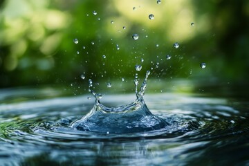 Aufkleber - Water droplet splashing in a pond, creating concentric ripples.