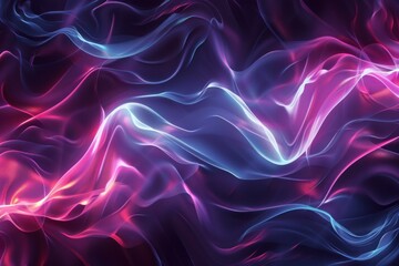 Poster - Vibrant and futuristic abstract neon wave background with colorful. Dynamic. And glowing digital art pattern. Perfect for wallpaper or artistic design. Blue. And purple