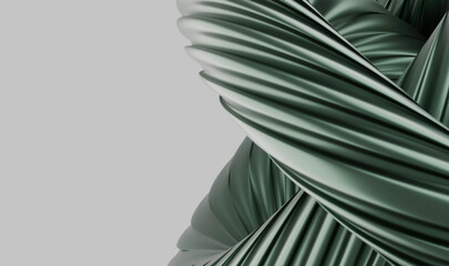 Poster - Close-Up of a Dark Green and Gray Twisted Sculpture with Metallic Finish