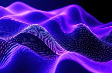 Poster - Abstract digital waves in vibrant purple, blue colors. Dynamic flow of light, energy. Stylish graphic design. Futuristic pattern. Modern, beautiful. Energetic, smooth lines. High-tech style. Abstract