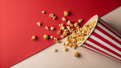 Wall Mural - Classic Cinema Snack Delight: Red and White Popcorn Charm