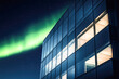 © romanets_v - Aurora borealis illuminating modern building against starry night sky