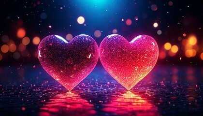 valentine background with two love hearts