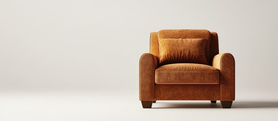 Poster - Stylish brown armchair on a minimalist white background perfect for interior design presentations and home decor inspiration