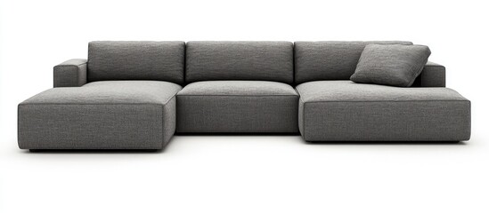 Poster - Modern gray sectional sofa design ideal for contemporary living rooms offering comfort and style with a minimalist aesthetic