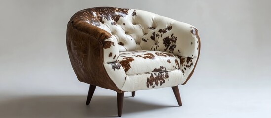 Poster - Chic cowhide leather armchair featuring intricate patterns and textures ideal for contemporary interior design and modern living spaces