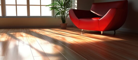Poster - Stylish laminate flooring featuring a natural wood finish perfect for contemporary interior designs with modern furnishings and natural light.