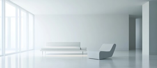 Poster - Minimalist bedroom interior showcasing a serene color scheme and sleek furniture design ideal for contemporary home aesthetics