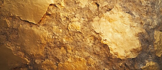 Poster - Natural gold stone wall showcasing rich textures and hues ideal for enhancing interior design and architectural aesthetics.