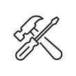 © Abbasy  Kautsar - Screwdriver and hammer tool thin line icons. Editable stroke and Perfect pixel on transparent background