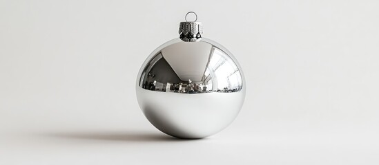 Poster - Silver Christmas ornament on white background ideal for holiday decorations and festive celebrations showcasing elegance and simplicity.