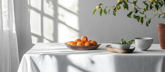 Poster - elegant table setting with fresh produce and minimalist decor enhancing kitchen aesthetics and culin