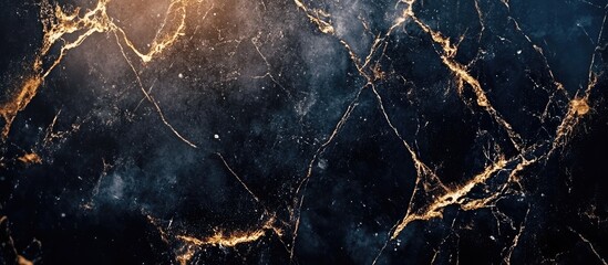 Poster - Luxurious black marble background with golden veining perfect for contemporary interior design projects.