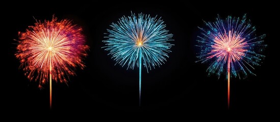 Poster - Colorful and vibrant fireworks display illuminating the night sky during a festive celebration event