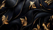 © john - Black and gold, luxury background, floral shapes, black silk texture with golden motifs,