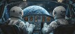 © nomesart - Astronauts piloting spacecraft with Earth view